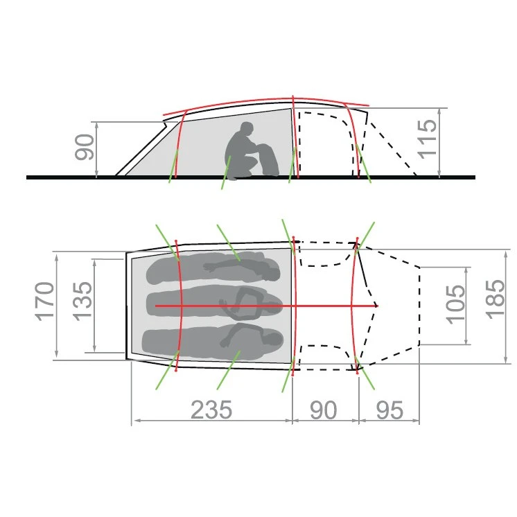 Vaude Mark XT 3P Tent - Green 4 Vaude Mark XT 3P Tent - Green - Afbeelding 2