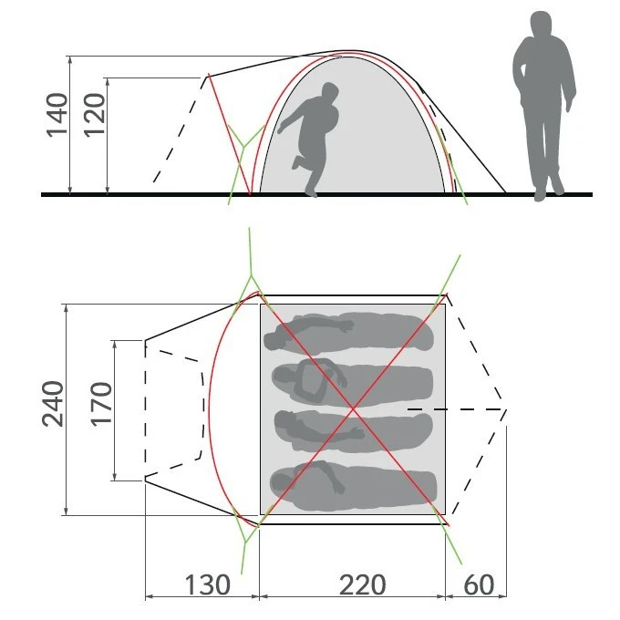 Vaude Campo Grande XT 4P Tent - Terracotta 4 Vaude Campo Grande XT 4P Tent - Terracotta - Afbeelding 2