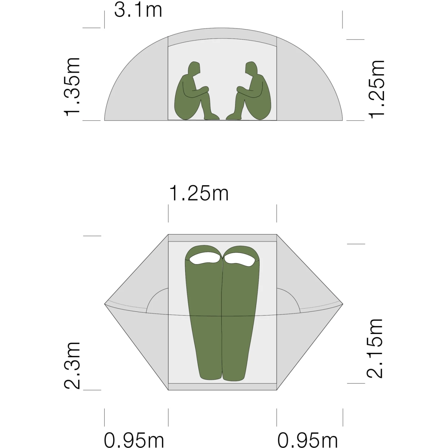Exped Orion II UL Tent - Moss 4 Exped Orion II UL Tent - Moss - Afbeelding 2