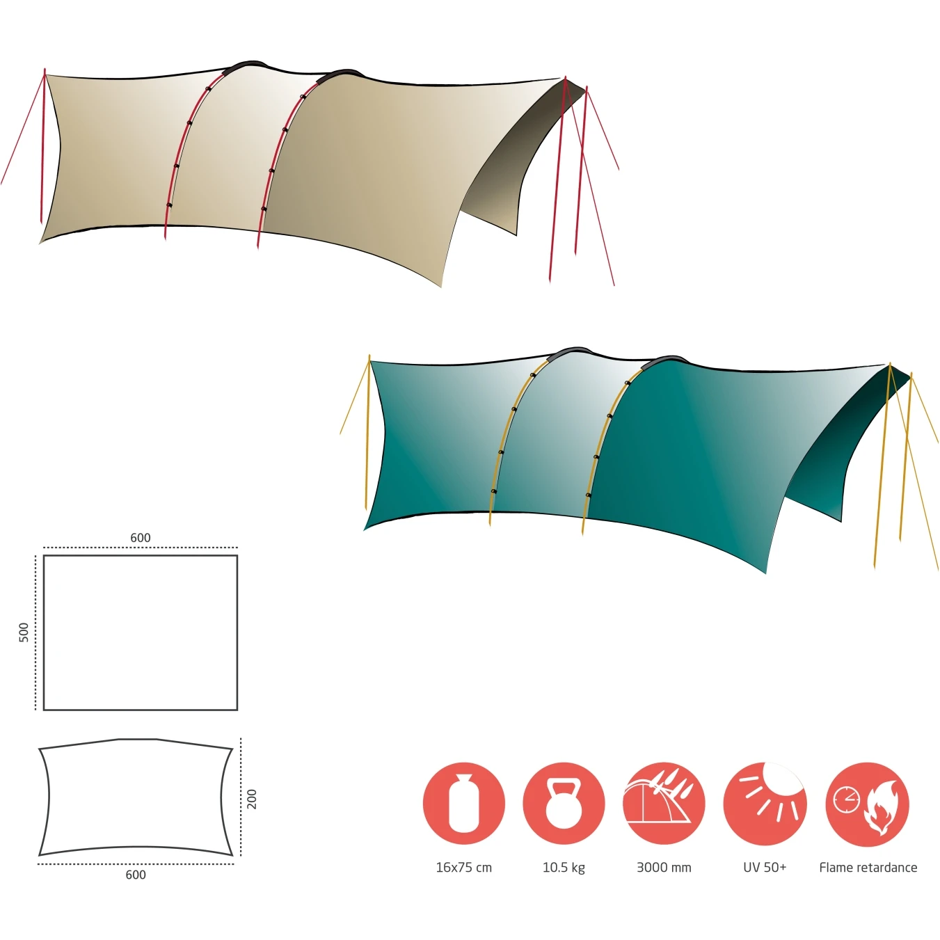 GRAND CANYON Tahuta Shelter 5 Tarp - Mojave Desert 11 GRAND CANYON Tahuta Shelter 5 Tarp - Mojave Desert - Afbeelding 9