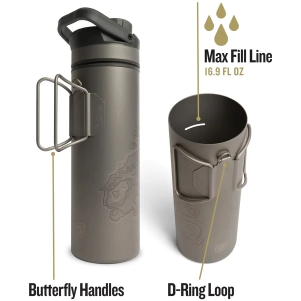 Grayl UltraPress Purifier Titanium Fles Met Waterfilter - 500ml - Covert Black 11 Grayl UltraPress Purifier Titanium Fles Met Waterfilter - 500ml - Covert Black - Afbeelding 9