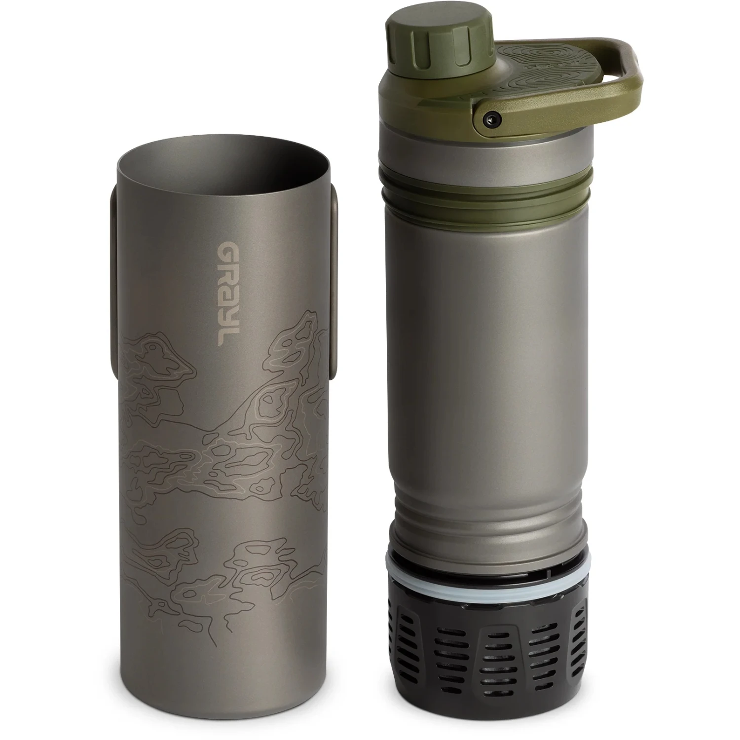 Grayl UltraPress Purifier Titanium Fles Met Waterfilter - 500ml - Olive Drab 7 Grayl UltraPress Purifier Titanium Fles Met Waterfilter - 500ml - Olive Drab - Afbeelding 5