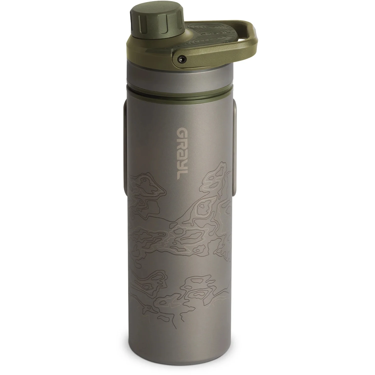 Grayl UltraPress Purifier Titanium Fles Met Waterfilter - 500ml - Olive Drab 3 Grayl UltraPress Purifier Titanium Fles Met Waterfilter - 500ml - Olive Drab