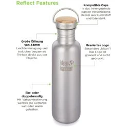 Klean Kanteen Reflect Drinkfles Met Bamboo Cap 532 Ml - Mirrored Stainless -Buitenuitrusting kanteen reflect narrow bamboo cap 532ml mirrored stainless 3 1136839