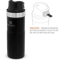 Stanley Classic Trigger-Action Travel Thermobeker 0.47 Liter - Matte Black -Buitenuitrusting stanley classic trigger action travel insulated mug 0 47 liter black 1 1503014