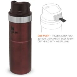 Stanley Classic Trigger-Action Travel Thermobeker 0.47 Liter - Wine Red -Buitenuitrusting stanley classic trigger action travel insulated mug 0 47 liter red 1 1503242
