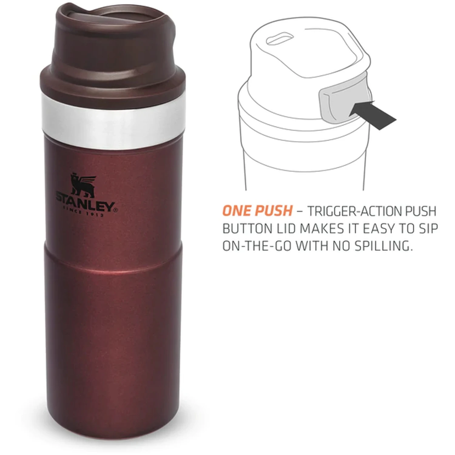 Stanley Trigger-Action Thermobeker - 0.35l - Wine 4 Stanley Trigger-Action Thermobeker - 0.35l - Wine - Afbeelding 2